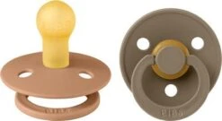 BIBS Colour Schnuller 2er-Pack Latex Größe 1 Rund, Earth/Dark Oak