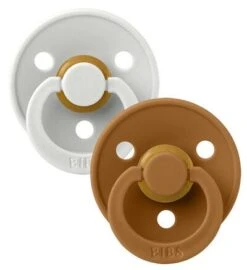 BIBS Schnuller Colour 2er-Pack Latex Größe 1, Haze/Caramel