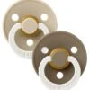 BIBS Schnuller Colour 2er-Pack Latex Größe 2, Vanilla Glow/Dark Oak Glow