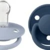 BIBS De Lux Schnuller 2er-Pack Silikon One Size Rund, Dusty Blue/Steel Blue