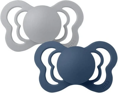 BIBS Couture Schnuller 2er-Pack Latex Gr. 1, Cloud/Steel Blue