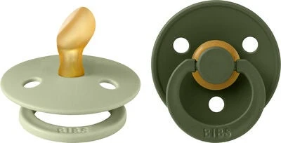 BIBS Colour Schnuller 2er-Pack Latex Größe 1 Anatomisch, Sage/Hunter Green