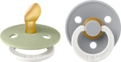 BIBS Colour Schnuller 2er-Pack Latex Größe 1 Anatomisch, Sage Glow/Cloud Glow