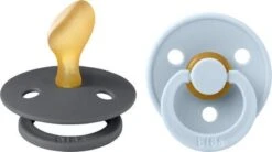 BIBS Colour Schnuller 2er-Pack Latex Größe 2 Anatomisch, Iron/Baby Blue