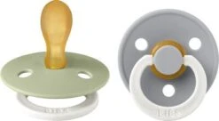 BIBS Colour Schnuller 2er-Pack Latex Größe 2 Symmetrisch, Sage Glow/Cloud Glow