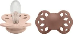 BIBS Infinity Schnuller 2er-Pack Silikon Größe 2 Symmetrisch, Blush/Woodchuck