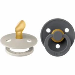 BIBS® Schnuller Colour Anatomischer Sauger Sand & Iron 0-6 Monate, 2 Stk.