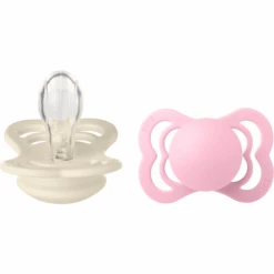 BIBS® Schnuller Supreme Ivory/Baby Pink Silikon 0-6 Monate, 2 Stk.